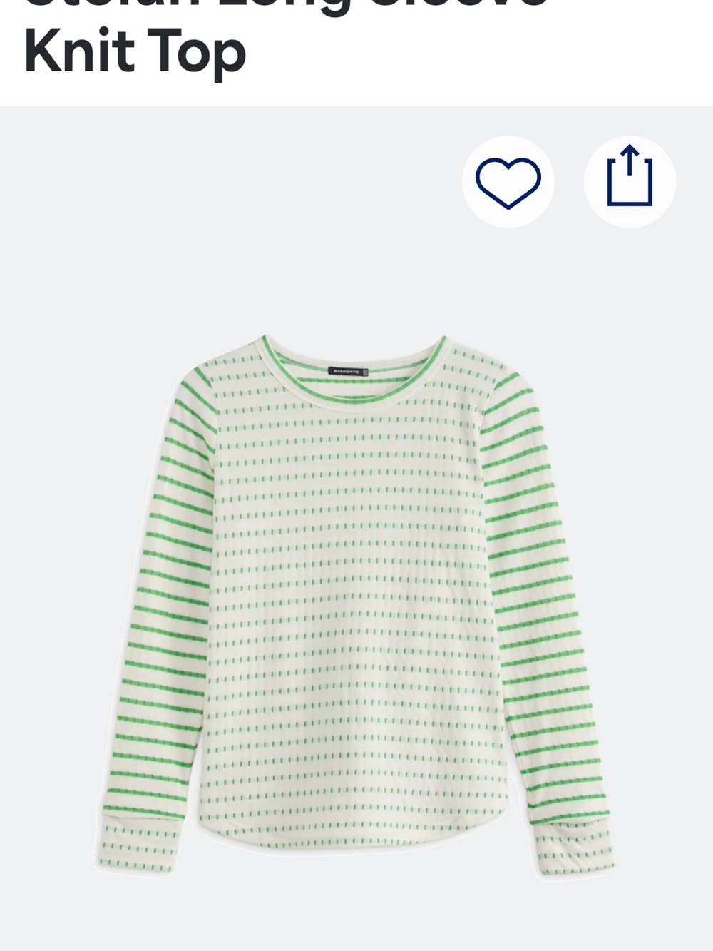 Staccato Green and white Striped Stefan Long Sleeve Knit Top (Small)